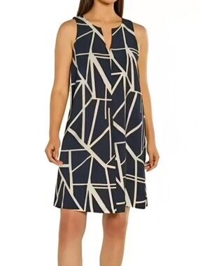 Banana Republic Navy And Cream Geometric Maxi Dress S